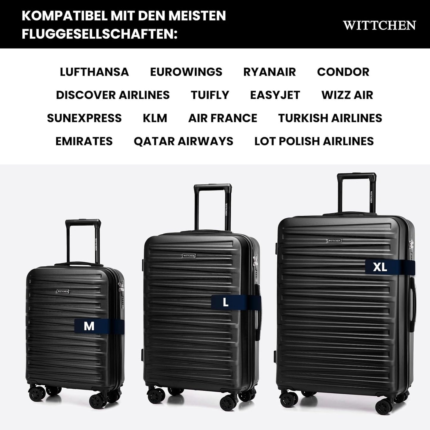 Skyspeed Line Hartschalen-Reisekoffer, Mittlerer Koffer Schwarz