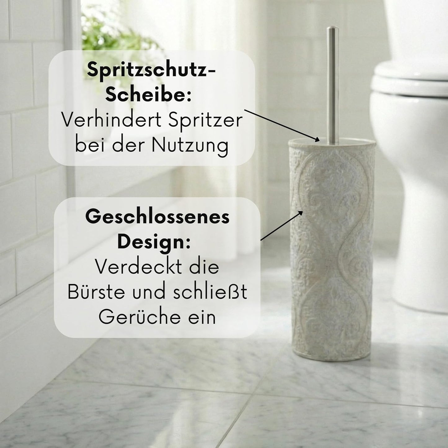 Toilettenbürsten-Set mit Damast-Relief, Klobürste Damask