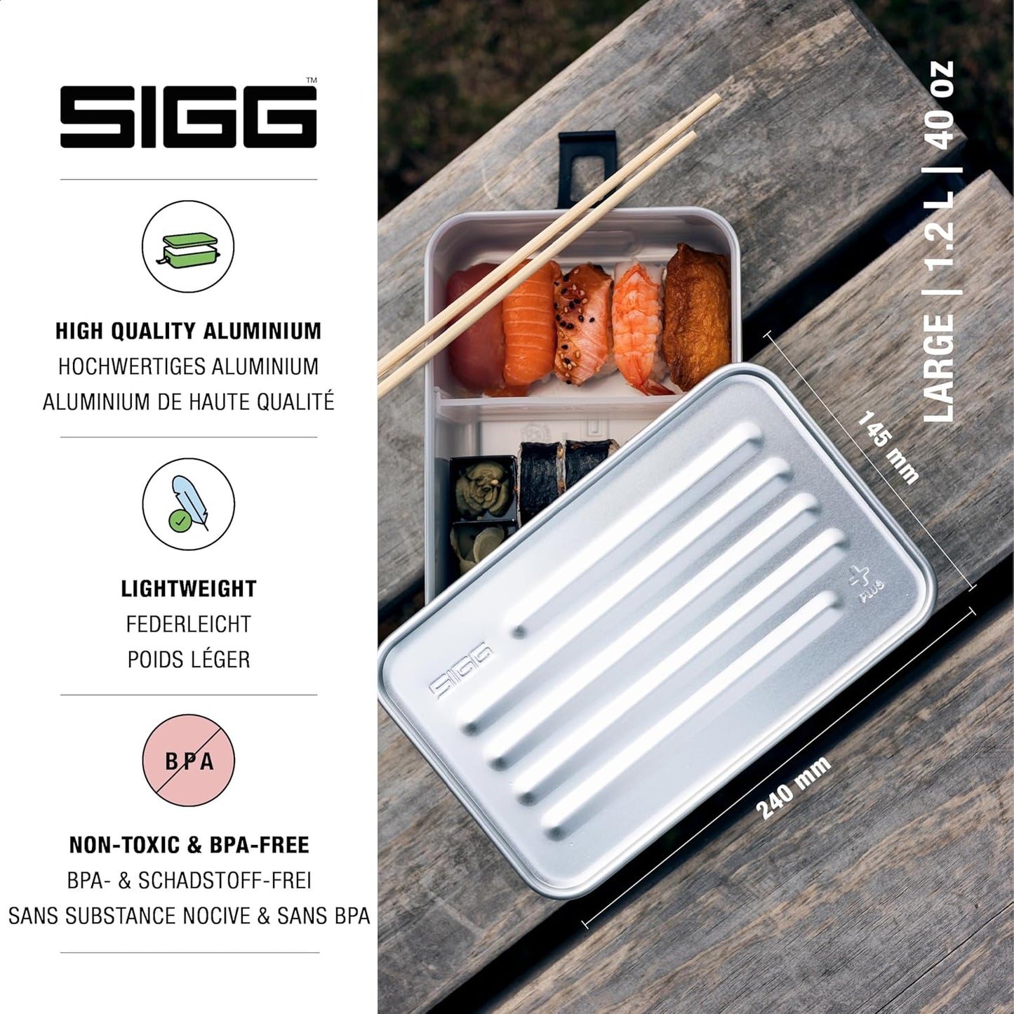 Metal Lunch Box Plus L, Aluminium / large