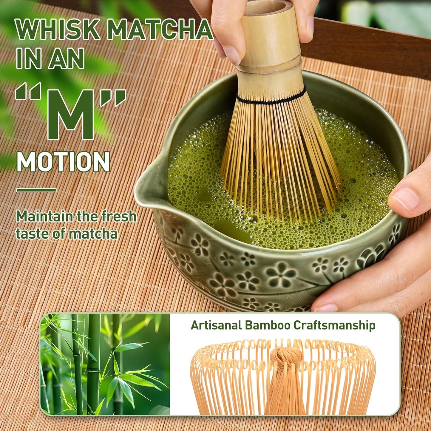 Matcha-Schneebesen-Set für Teeliebhaber, Dunkelgrün