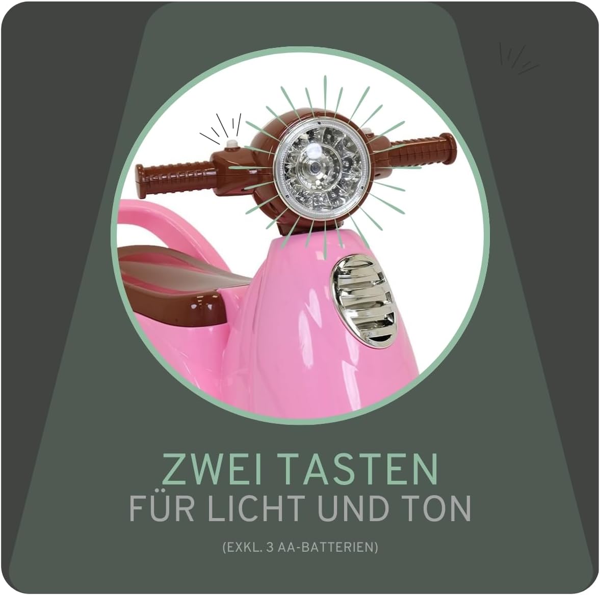 Riding Car Retro Scooter mit Hupe, Retro Rosa