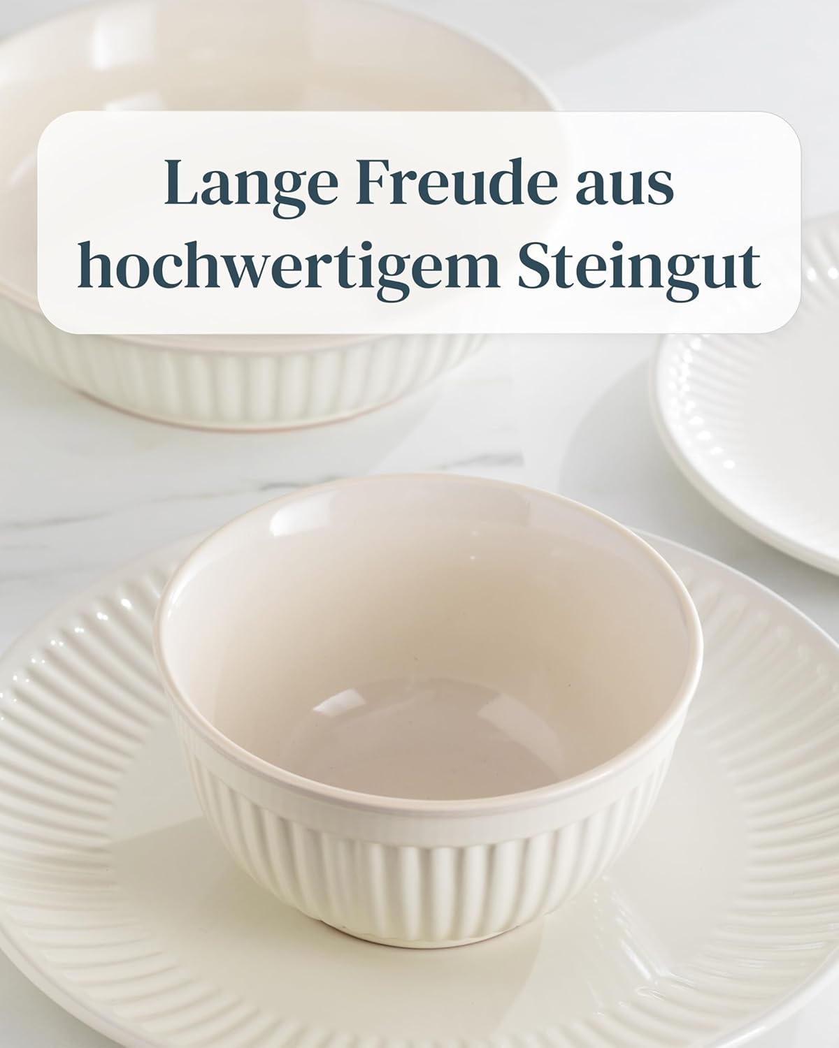 6er Suppenteller-Set, Tiefe Teller (6x) Beige