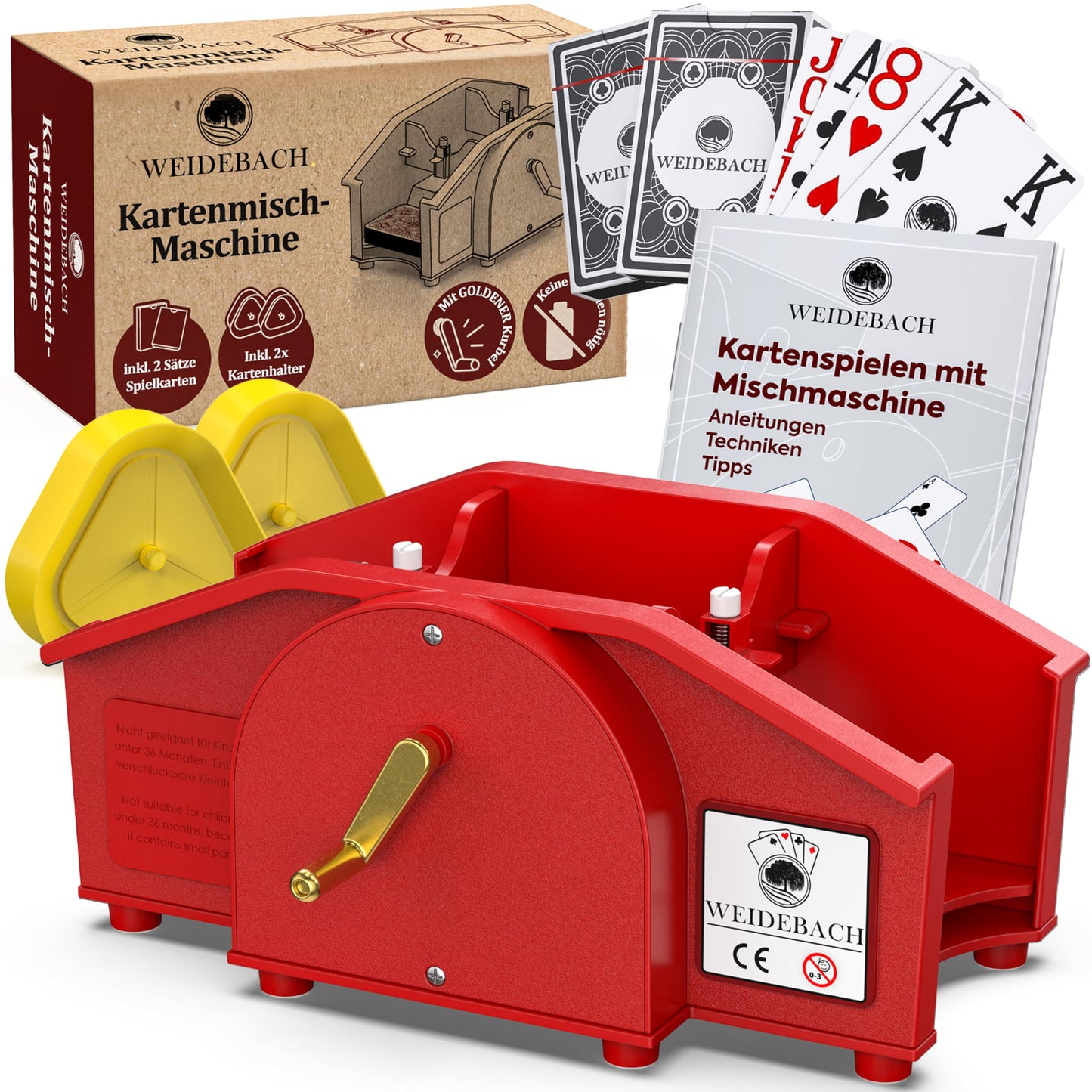 Kartenmischmaschine mit Kurbel & Kartenset, Rot