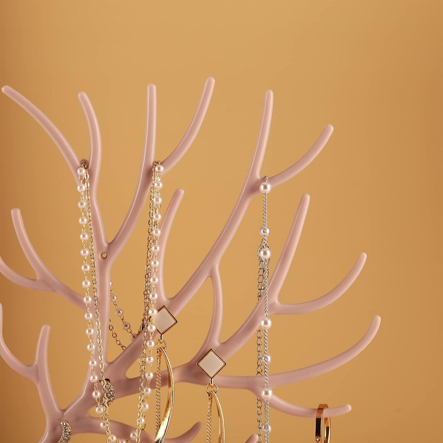 Geweih-Schmuckhalter mit Schublade und Kristallgriff, C Pink-crystal Handle