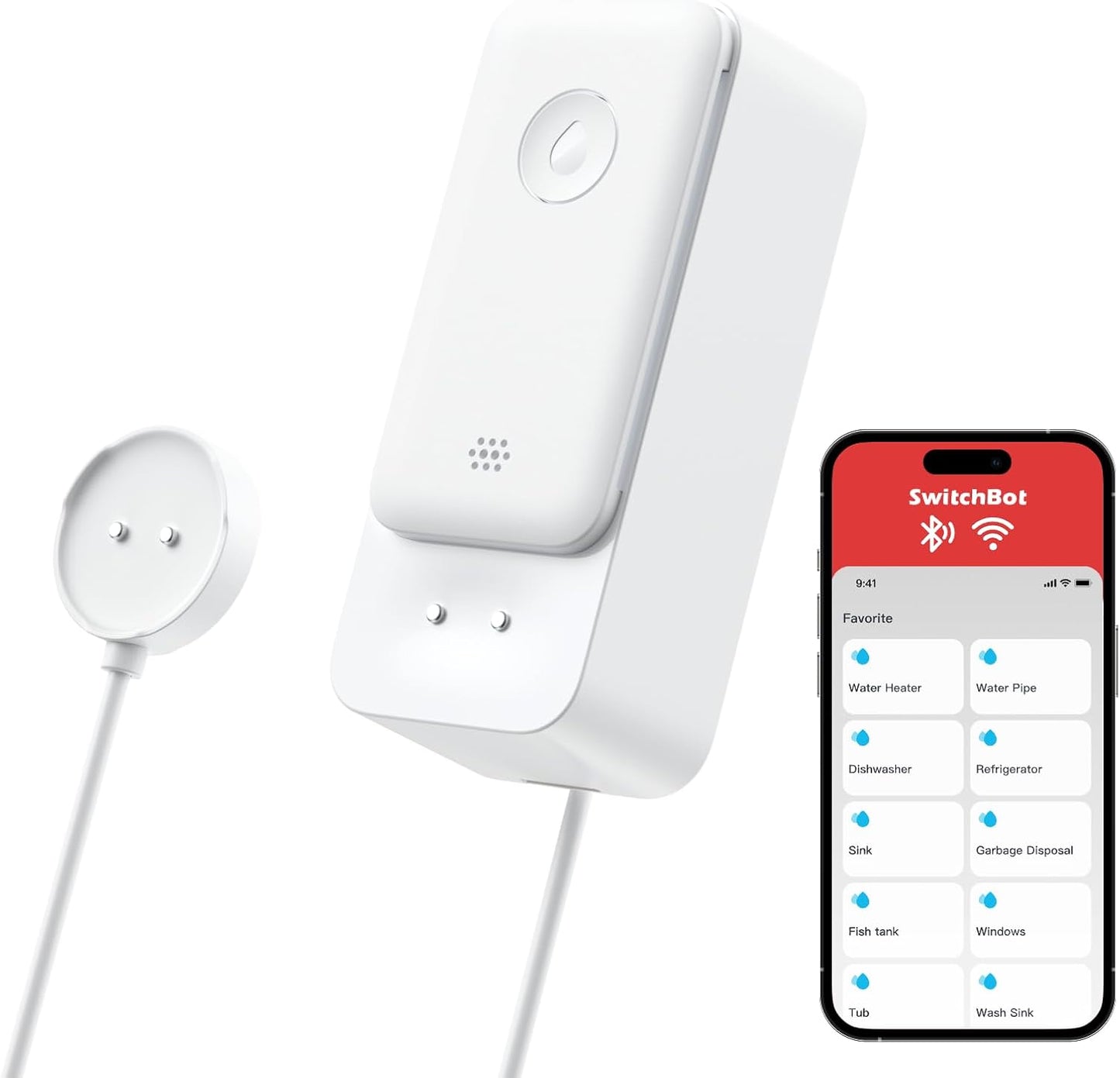 WLAN Wassermelder mit App-Benachrichtigung, Detector with Cable*1