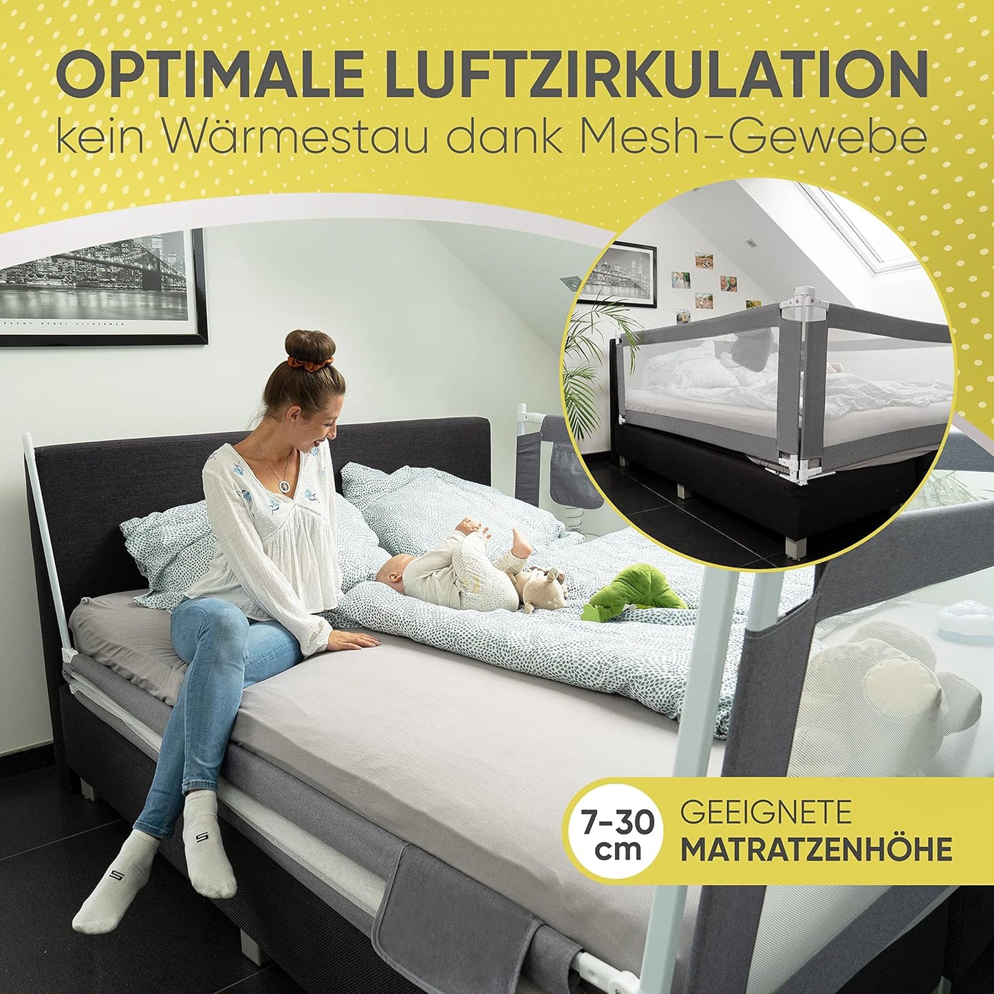Bettgitter Rausfallschutz (80cm, 1 Seite), 80cm / 1 Seite