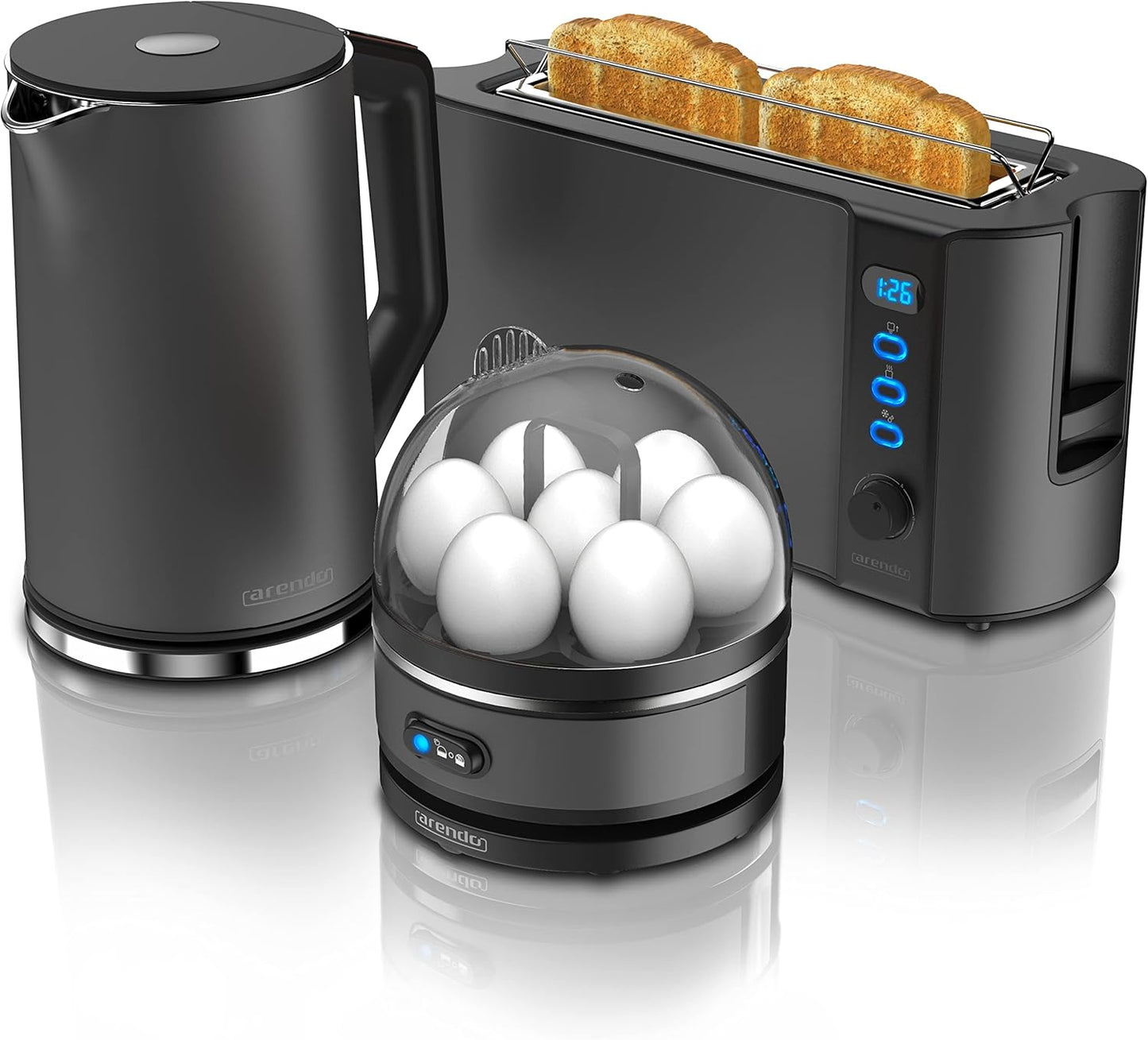 Wasserkocher-Toaster-Eierkocher-Set, A: Cool Grey