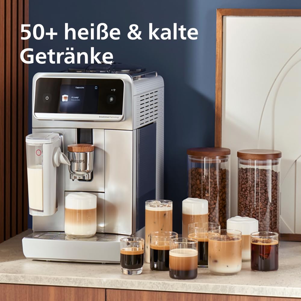 Kaffeevollautomat EP8757/20, 50 Kaffeespezialitäten Silber, Café Aromis, Silentbrew