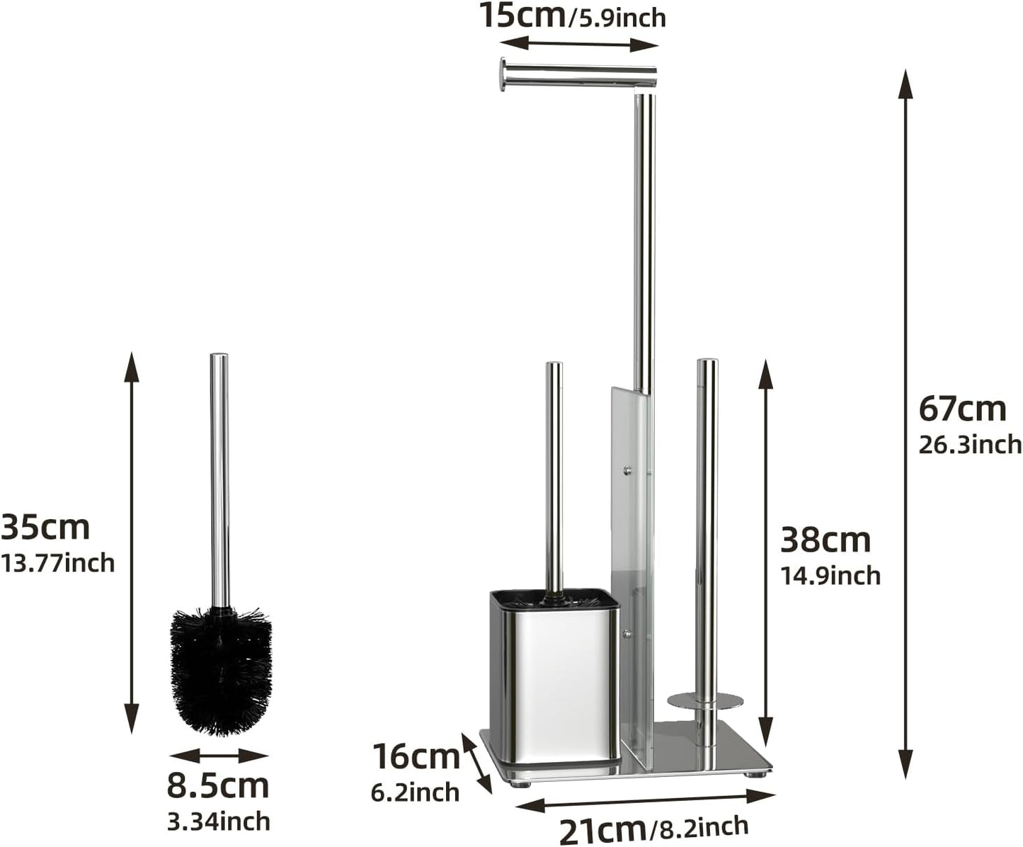 Toilettenpapier- und WC-Bürstenhalter-Set, Silber