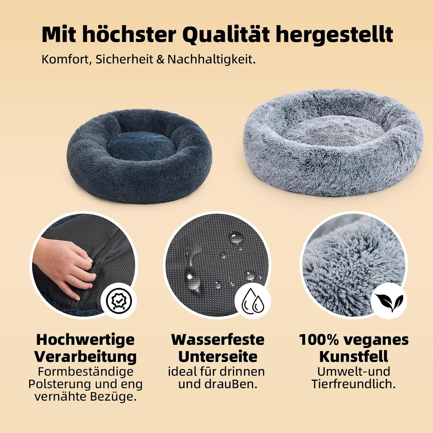 Haustierbett für Hunde und Katzen, 60 CM Grau