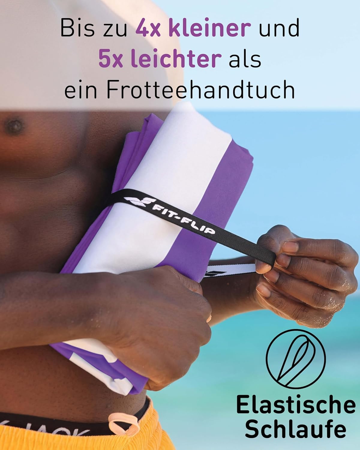 Schnelltrocknendes Strandhandtuch, 160cm x 90cm 05 Violett - Weiss