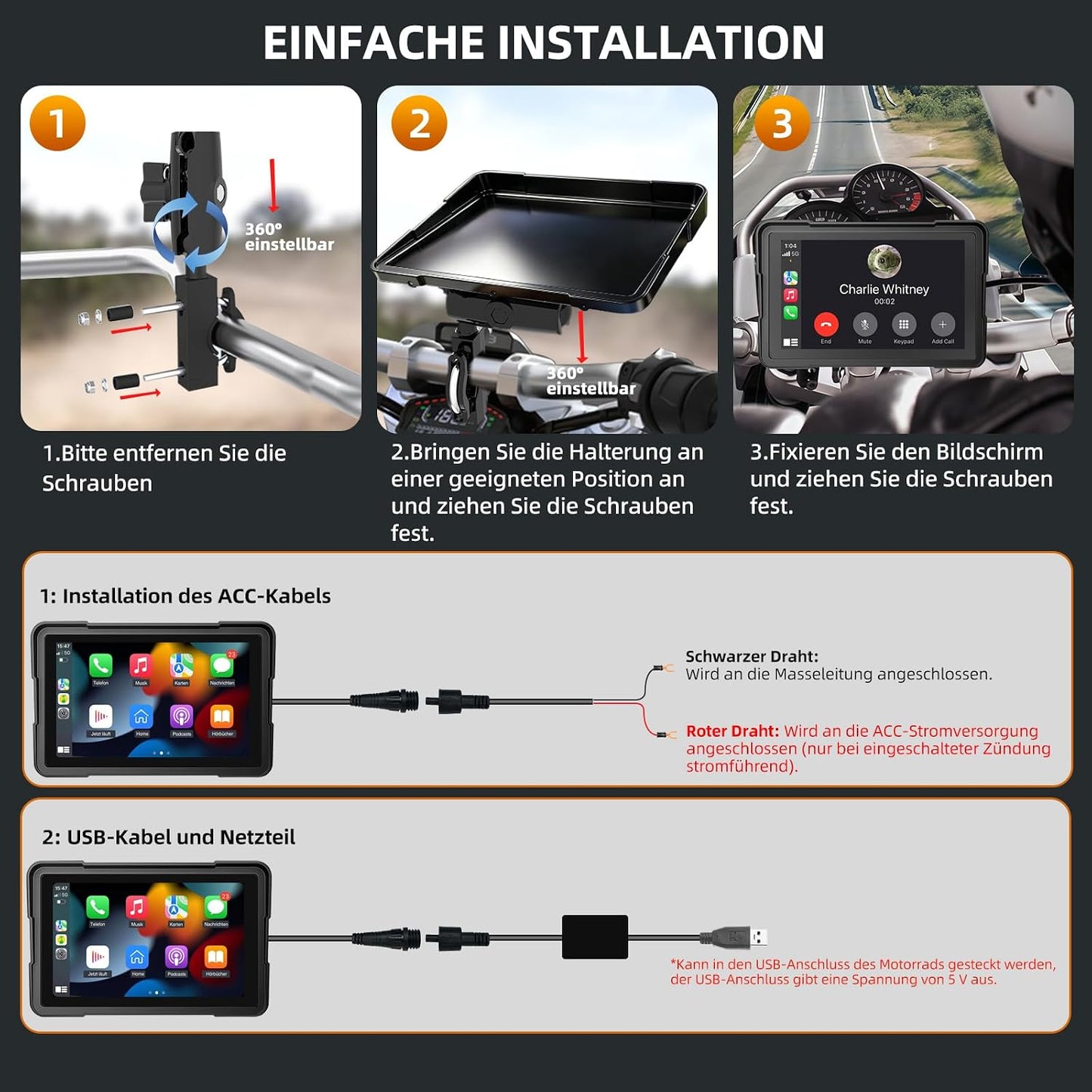 Motorrad-Navi Display 7" mit CarPlay & Android Auto