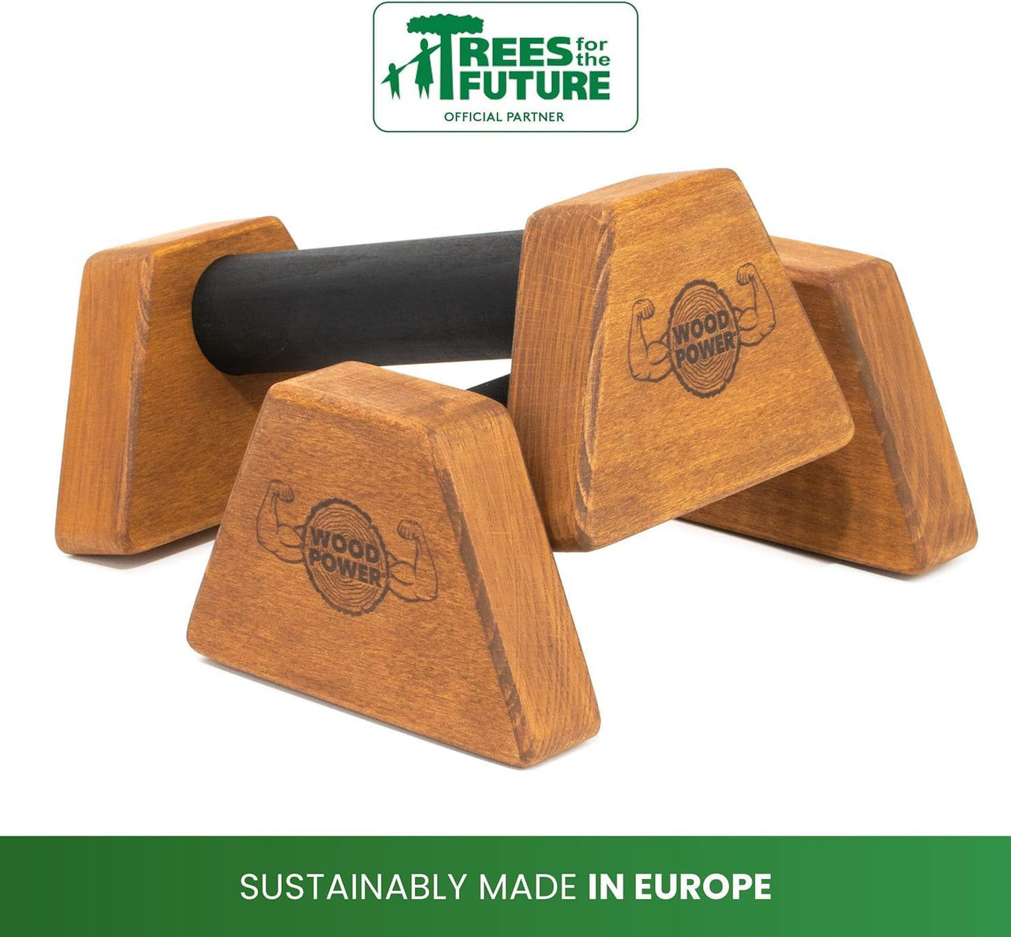 PowerBars Holz-Parallettes für Calisthenics, Braun