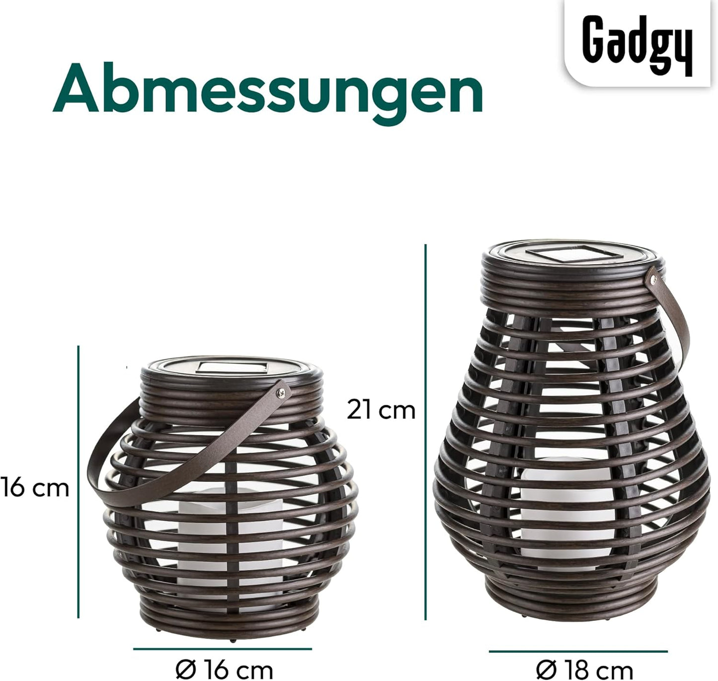 Solar Laternen in Tropfen- & Kugelform, 2 Stück, Grosses und Kleines Rattan