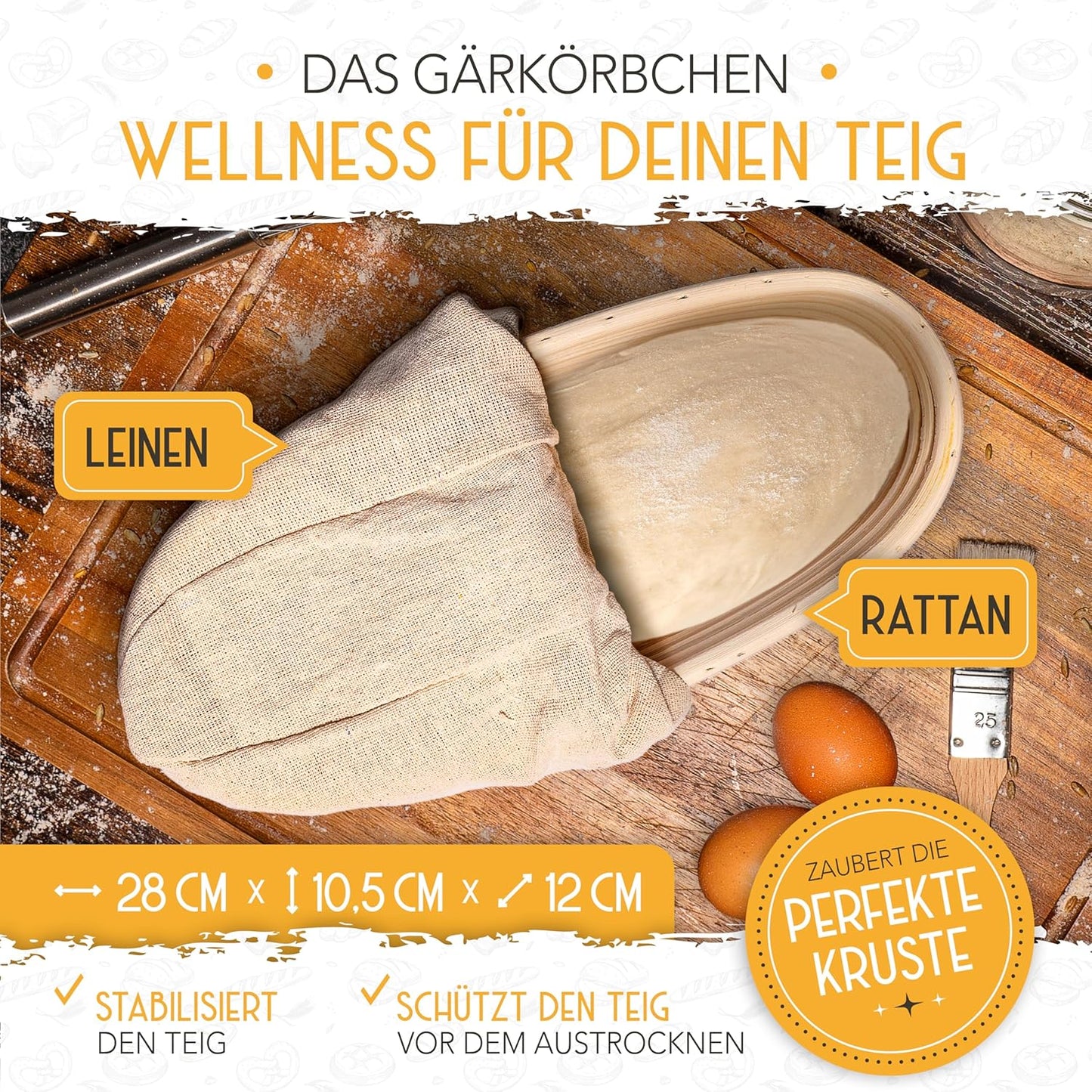 Brotbackform mit Deckel inkl. Gärkorb, Kastenform Gusseisen