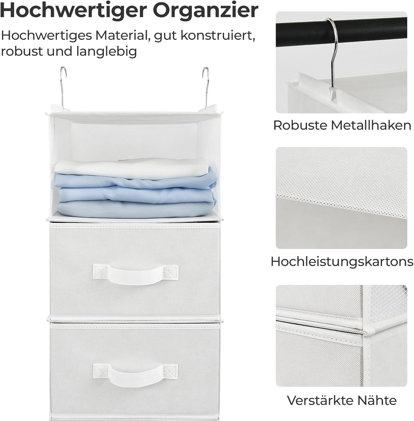 Schrank Hängeorganizer mit 5 Schubladen, Weiss