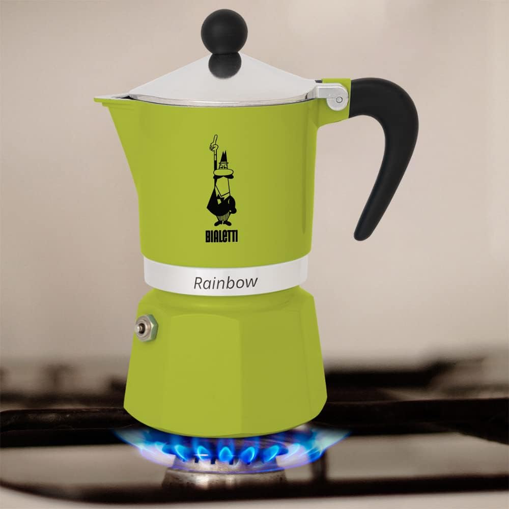 Rainbow Caffettiera Espressokocher, Grün 3 Tassen