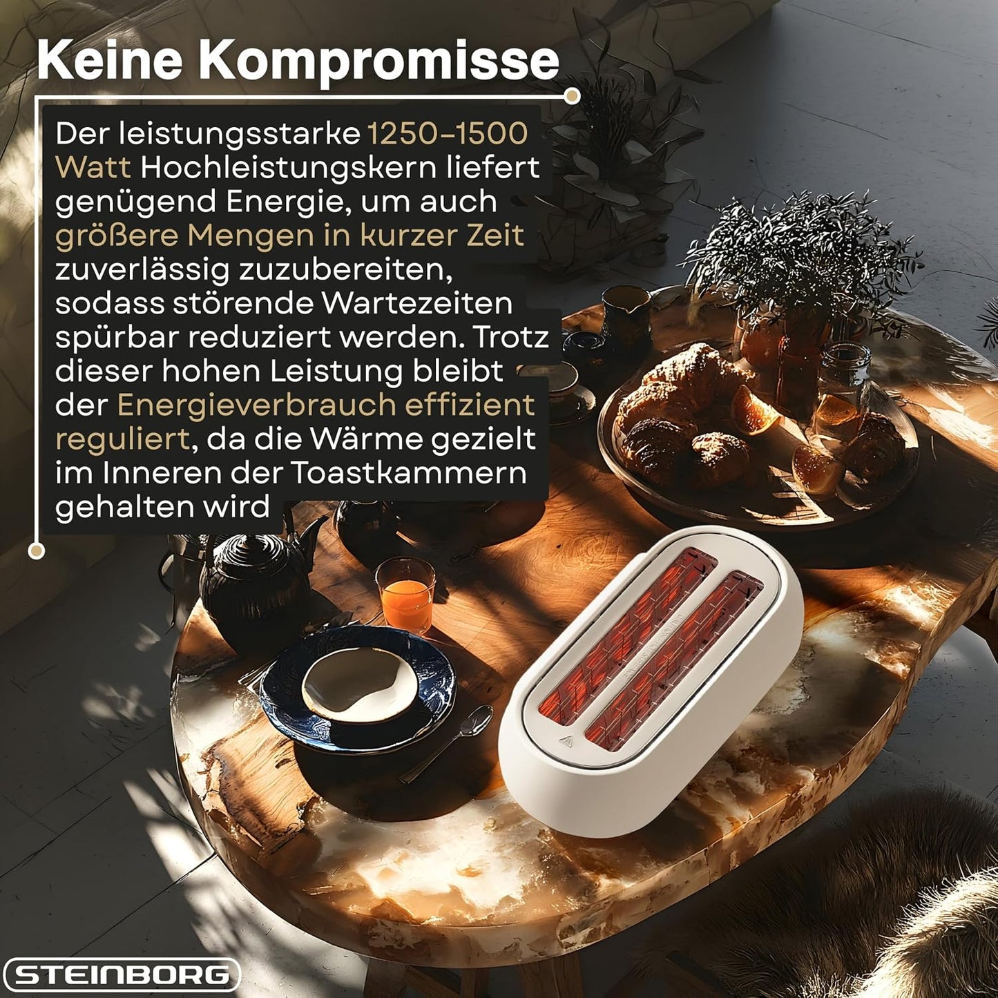 Automatik Toaster mit Brötchenaufsatz und Liftfunktion, Weiss