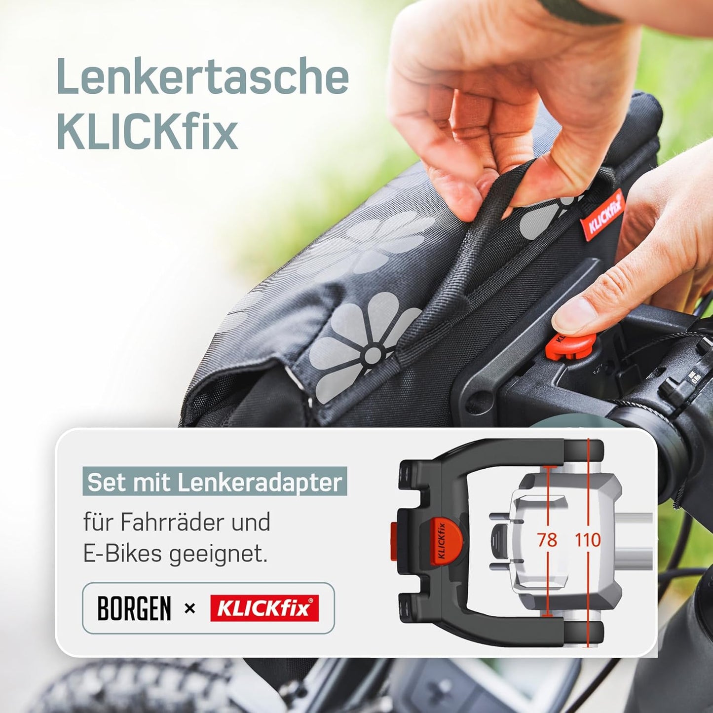 Lenkertasche KLICKfix, Mit Adapter, Blume Reflektor