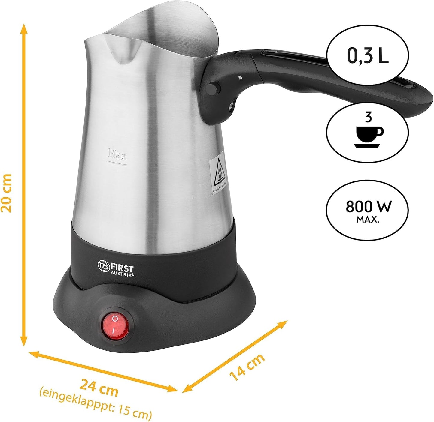Elektrischer Türkischer Kaffeekocher mit Klappgriff, Klappgriff | 3 Tassen
