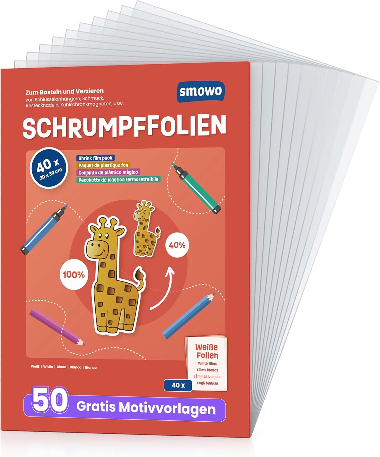 Schrumpffolien-Set zum Basteln, 40 Stück (1er Pack)