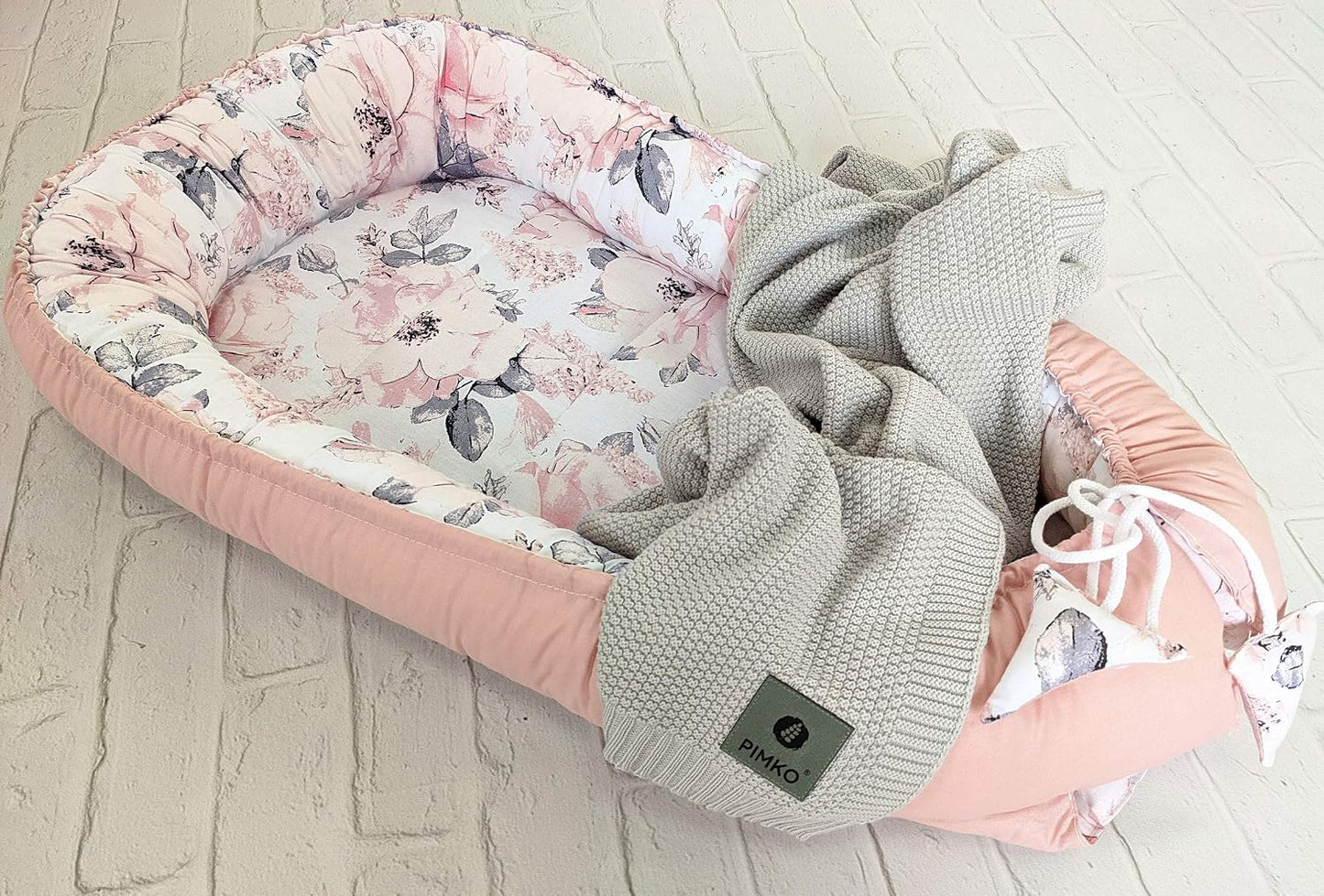 Babynest für Säuglinge, Rosa Blumen