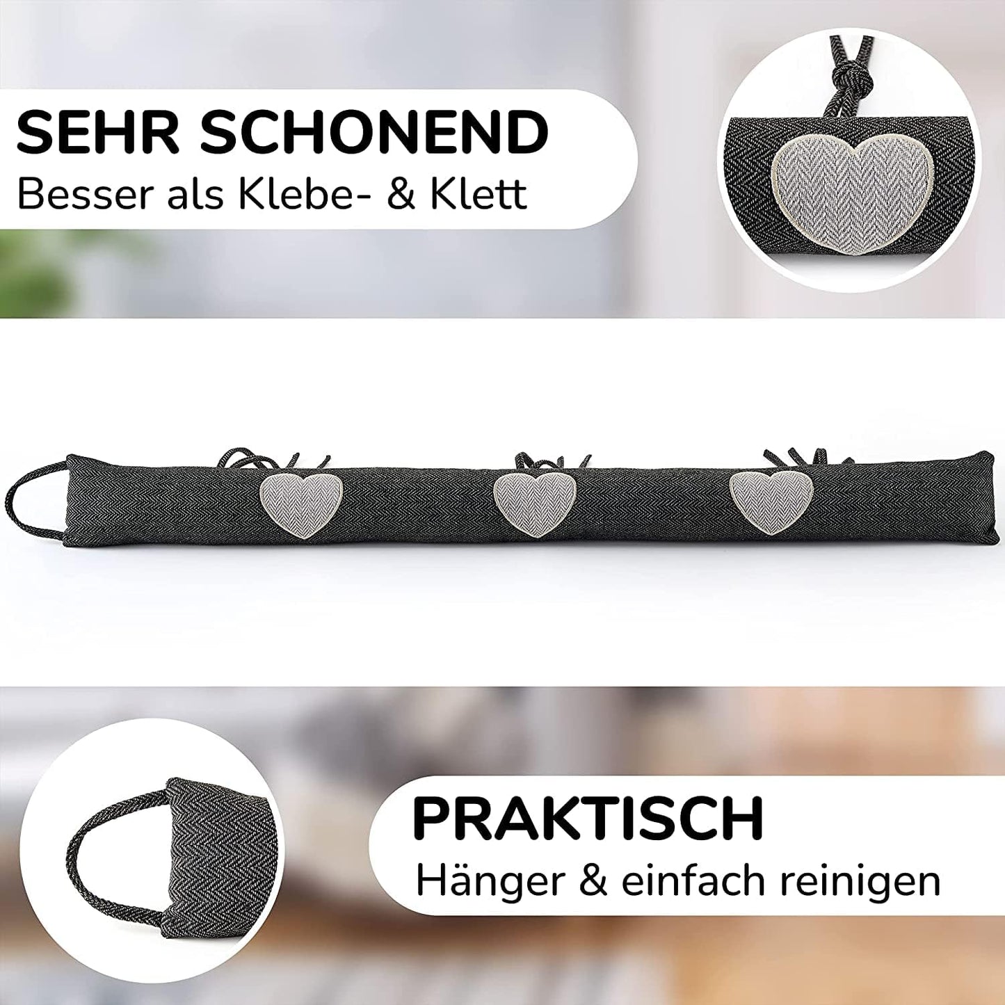 Zugluftstopper für Türen und Fenster, Dunkel – Version 3.0