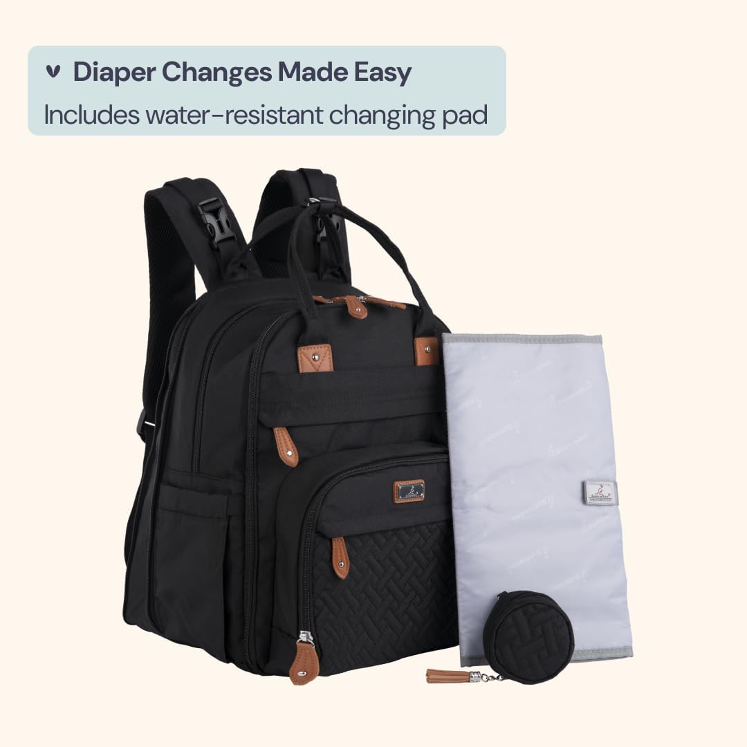 Rucksack mit Wickelauflage, Xl, Schwarz