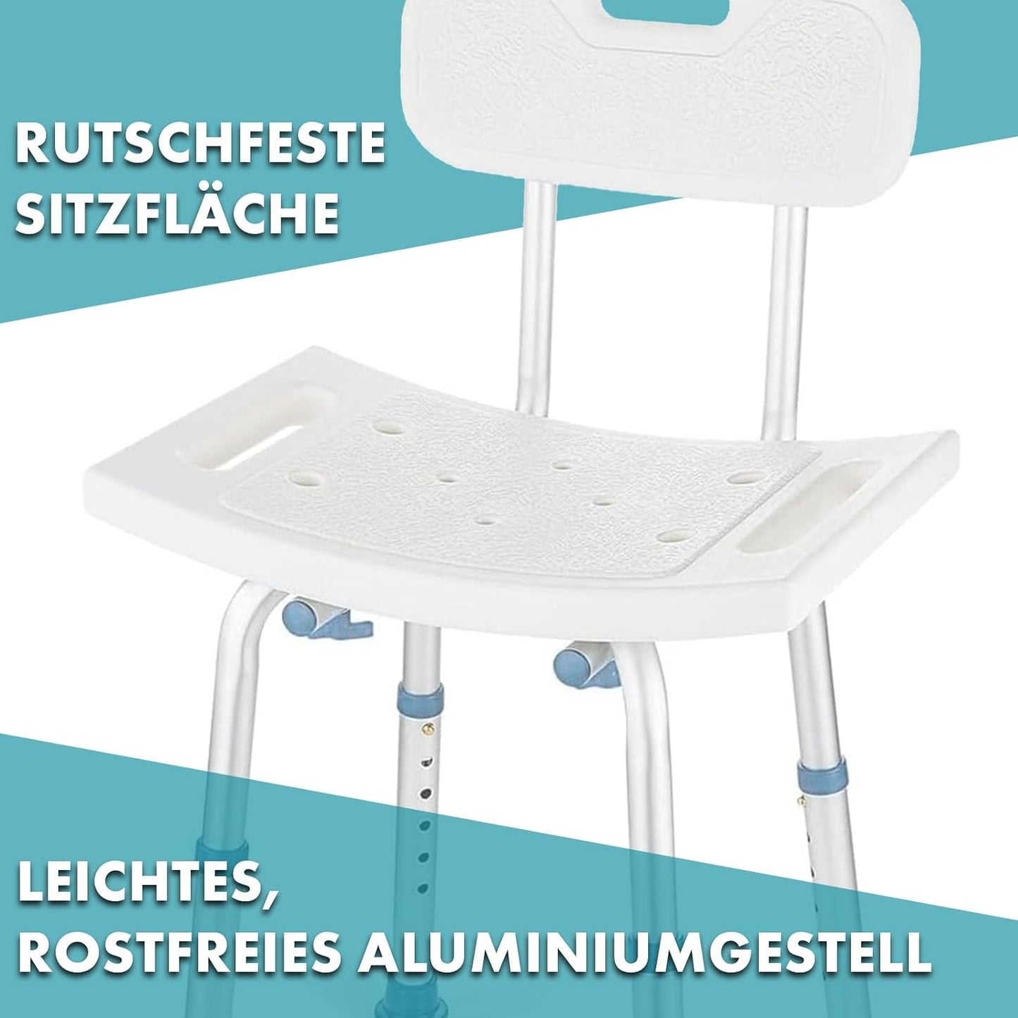 Duschhocker Jonah mit abnehmbarer Rückenlehne, 75,5cm H x 42cm B x 27cm T