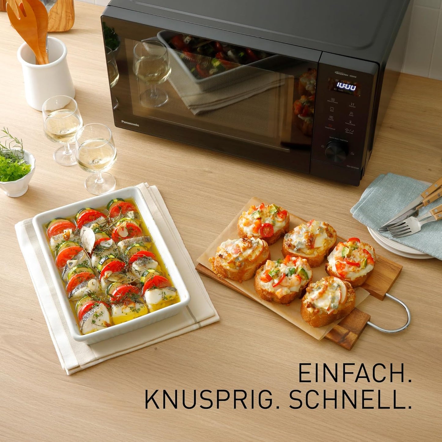 Mikrowelle NN-GD35QBEPG, ohne Dampfgarzubehör Mit Grillfunktion Schwarz