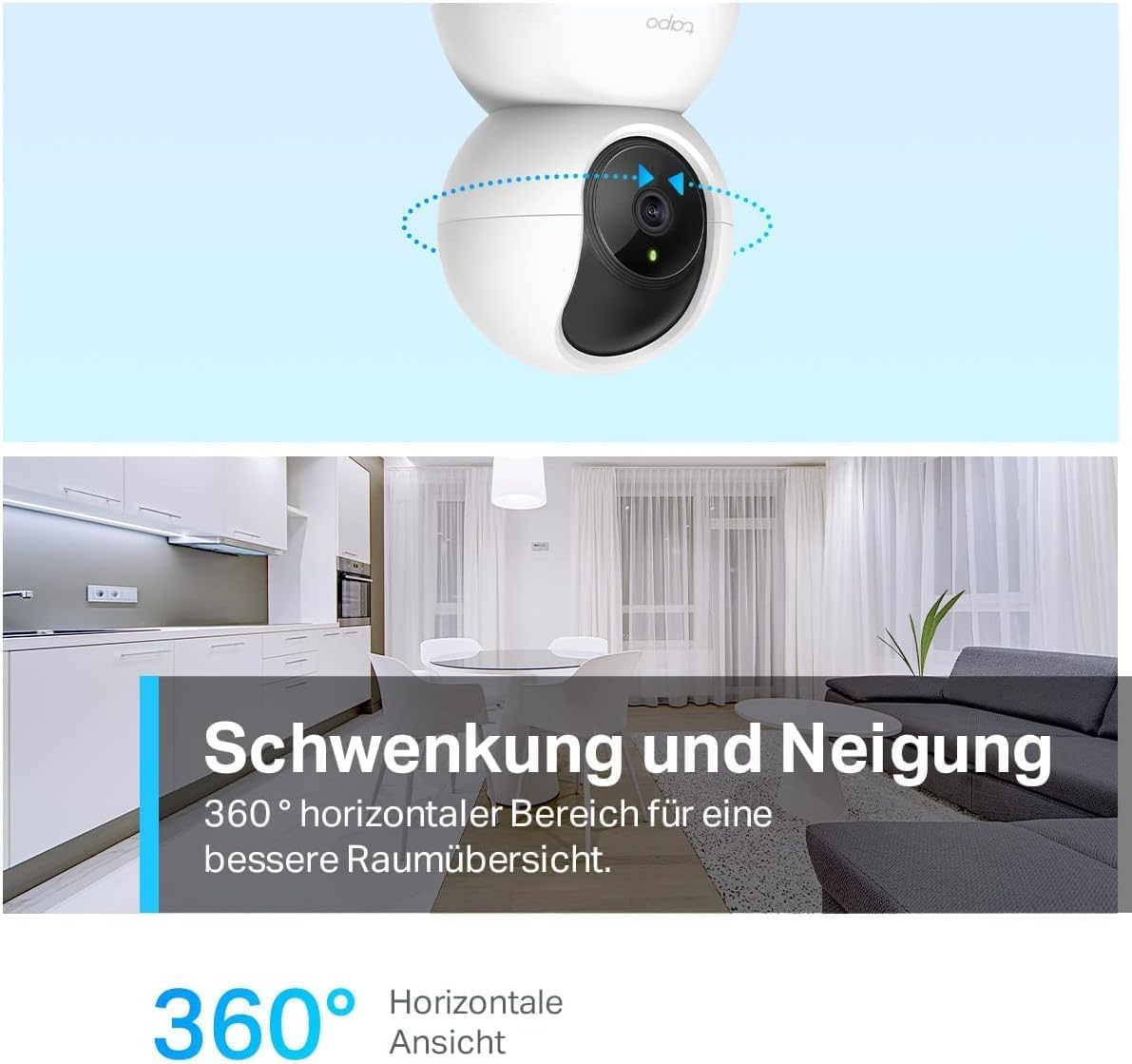 2K 360° Innenüberwachungskamera mit Nachtsicht, 3 MP