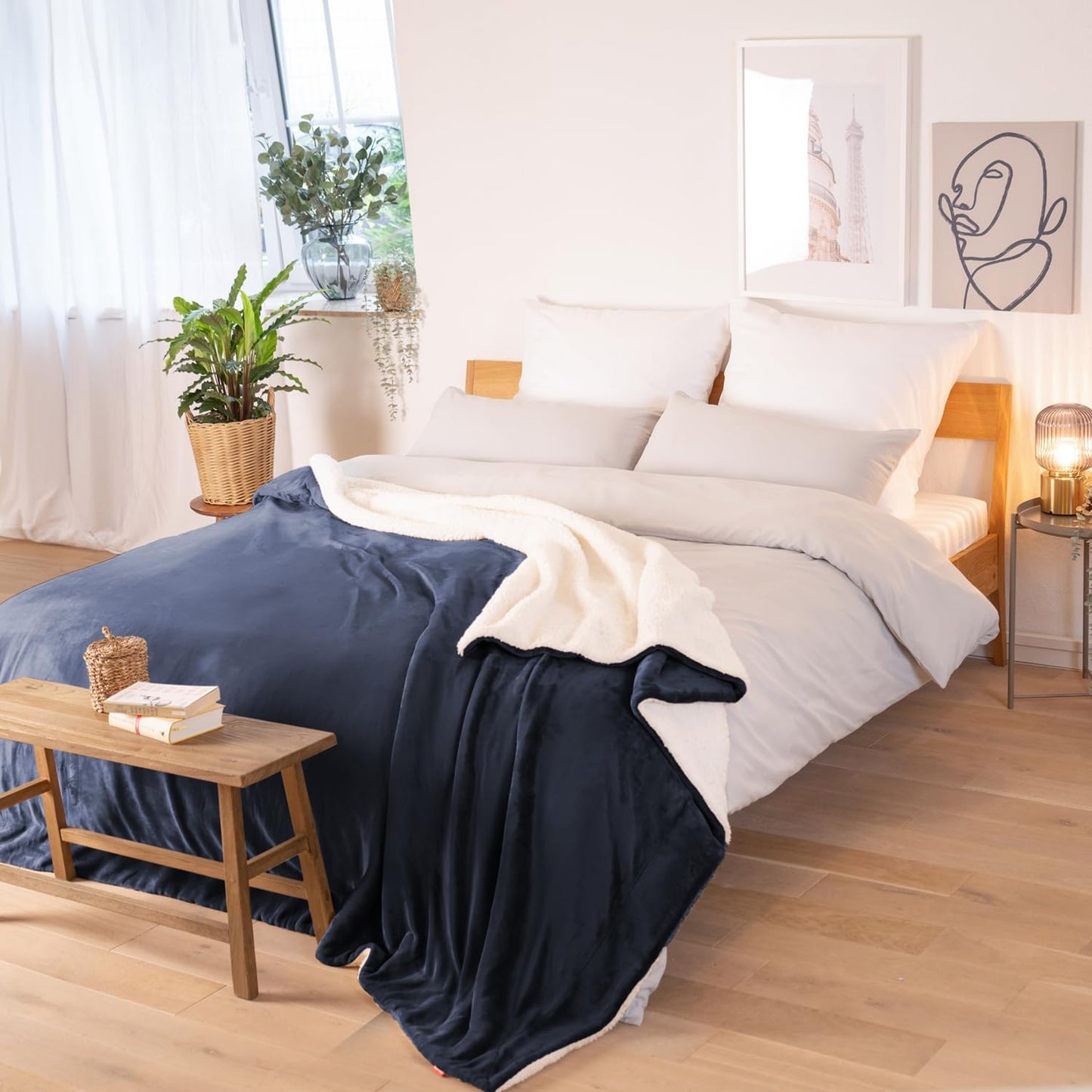 Kuscheldecke, 230 x 270 cm, Dark Ocean Blue - Blau