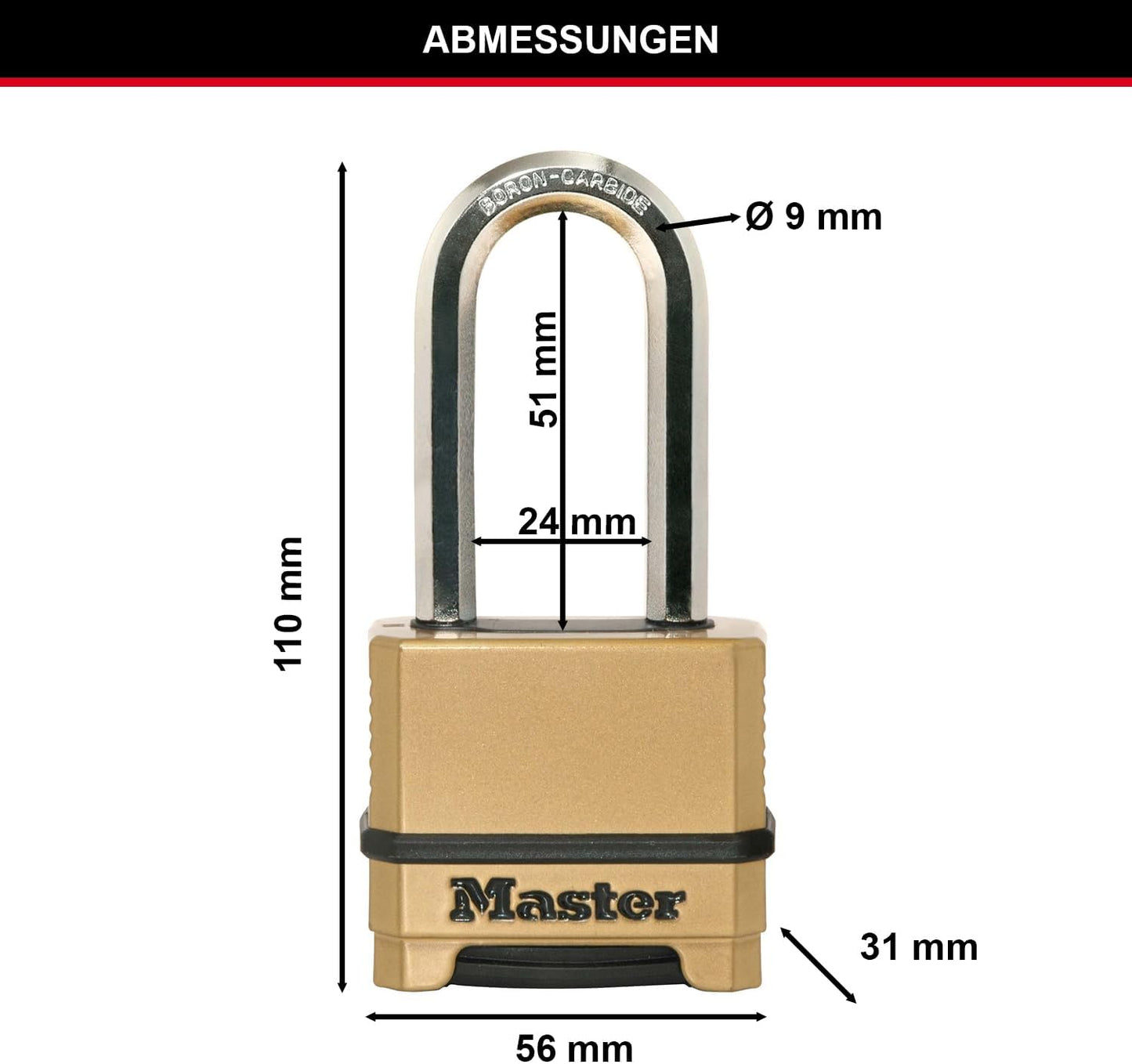 Zahlenschloss M175EURDLH, ZahlenKombination + Lang Bügel