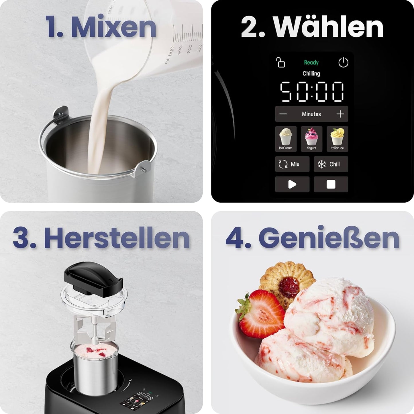 Eismaschine mit Kompressor, Schwarz