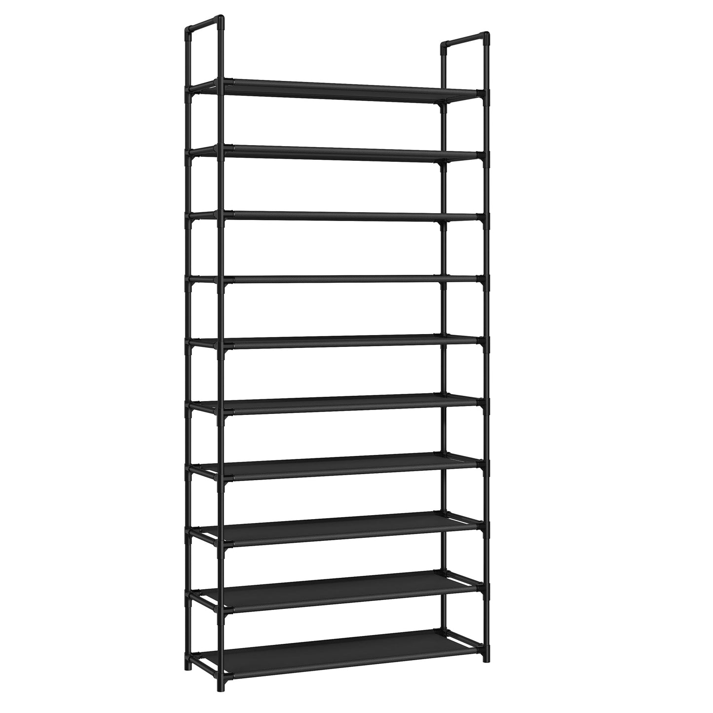 Schuhregal mit 10 Ebenen, schmale Aufbewahrungslösung, Schwarz 10 Ebenen (83B cm)
