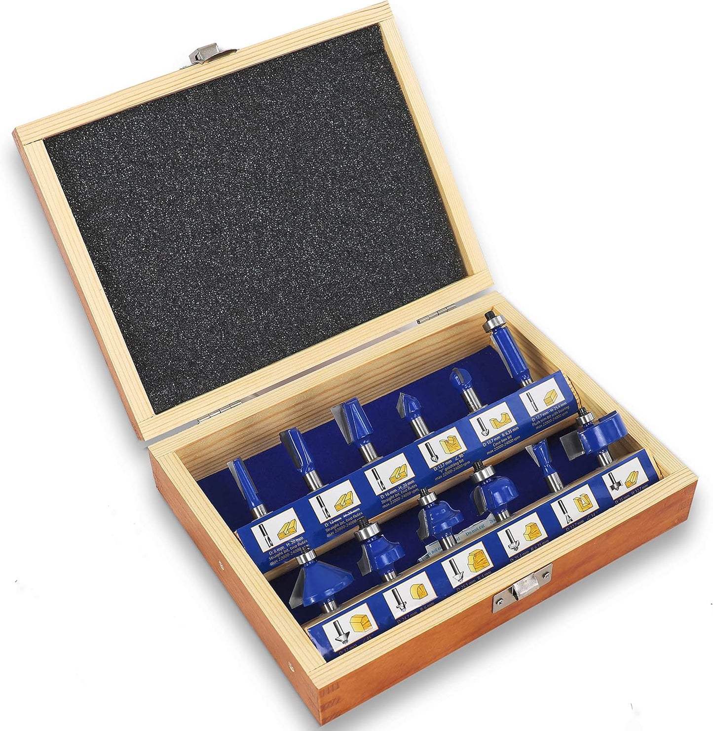 Hochleistungs-Fräser-Set für Holz, Set 12-teilig, f. Hartholz