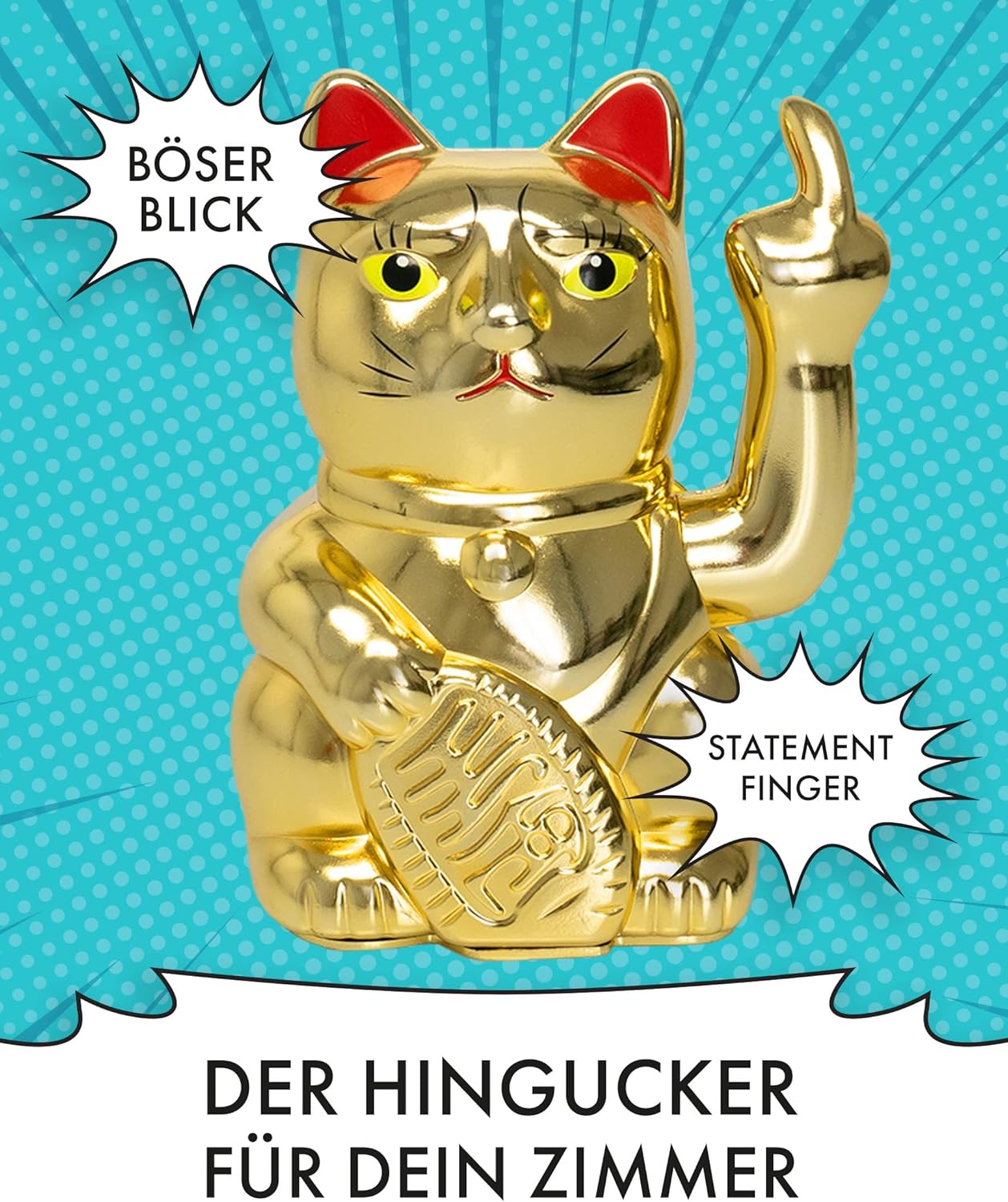 Winkekatze mit Mittelfinger, Gold