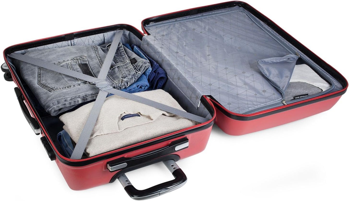 2-teiliges Hartschalen-Kofferset für Reisen, Coral Rot
