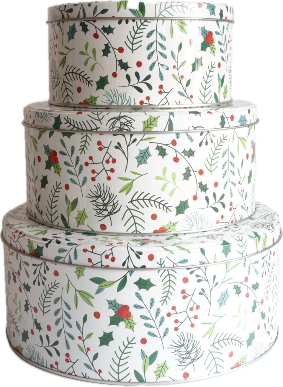 Weihnachts-Keksdosen-Set aus Blech (3-teilig), Weiss-bunt