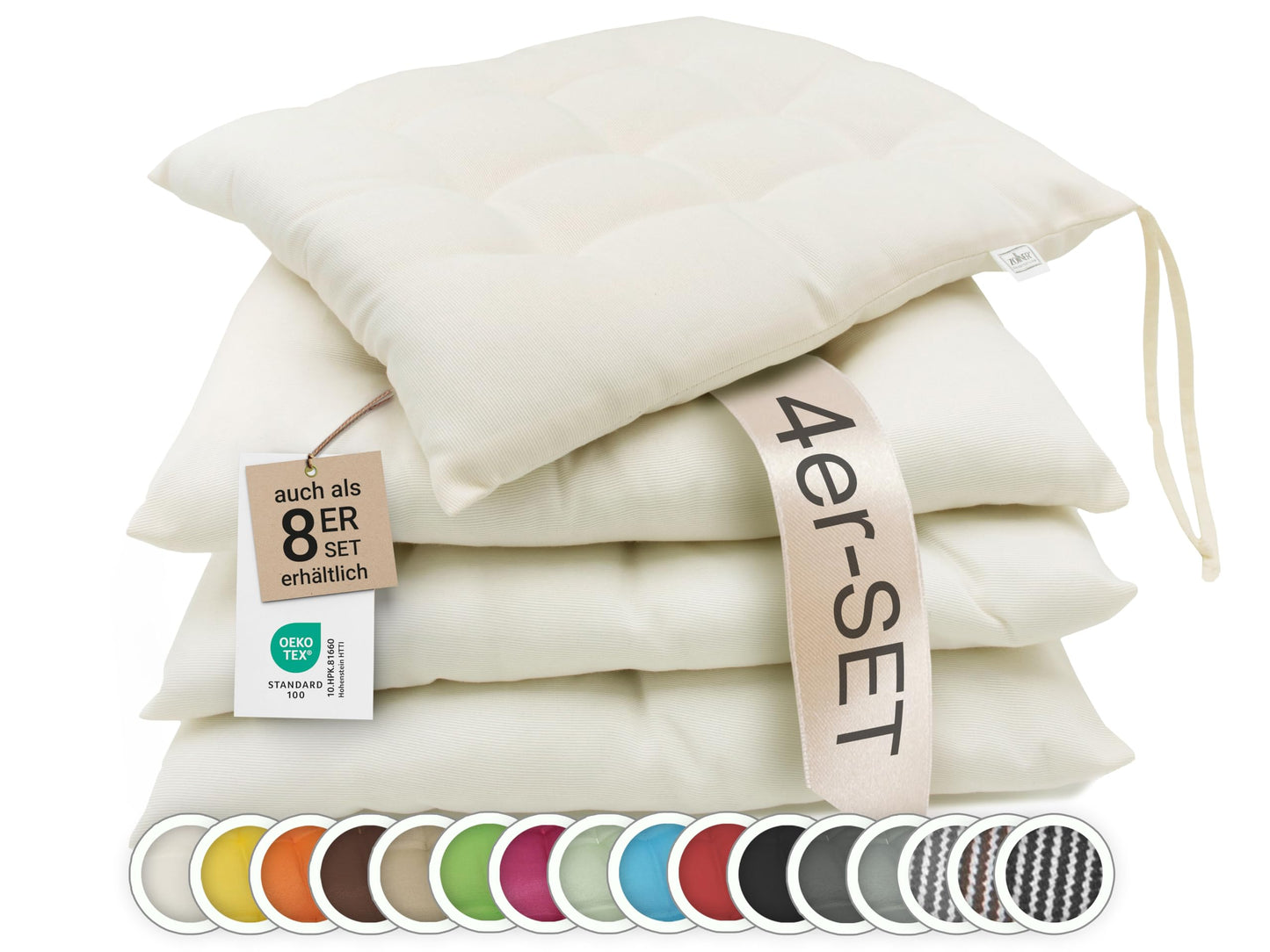 Sitzkissen-Set, 4 Stück (1er Pack) Creme
