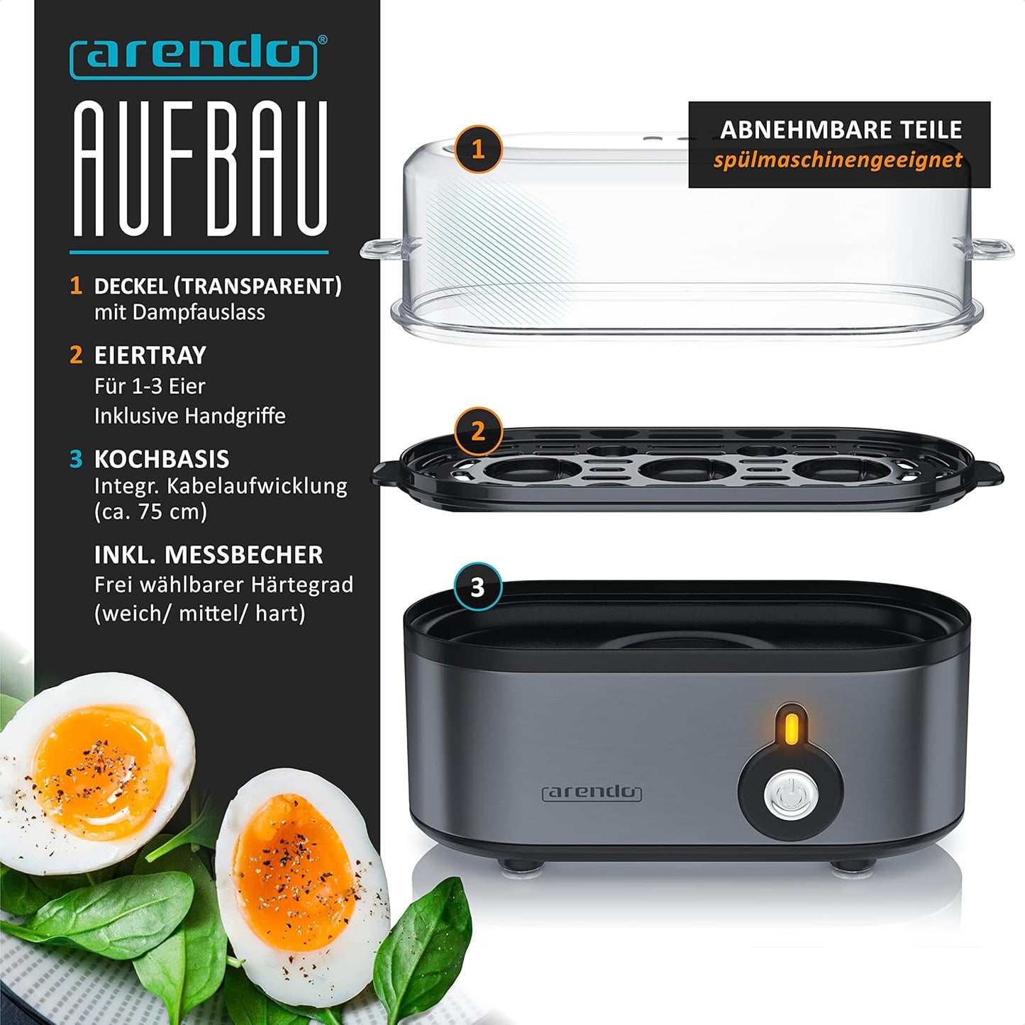 Eierkocher Threecook, Cool Grey