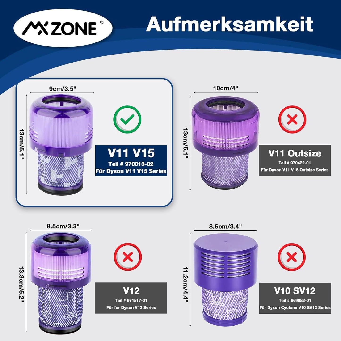Ersatzfilter-Set für Dyson V11/V15 Staubsauger, V11
