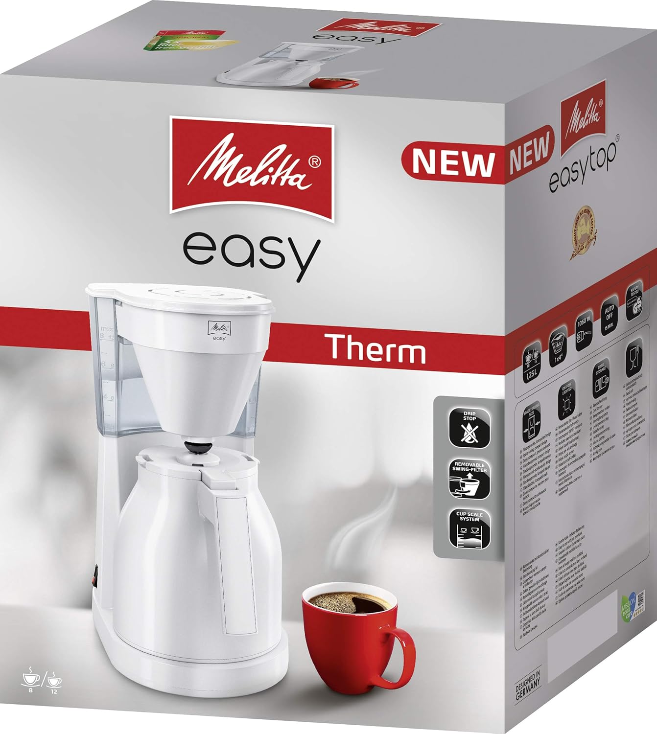 Easy II Therm Filterkaffeemaschine mit Thermoskanne, Thermkanne, Weiss
