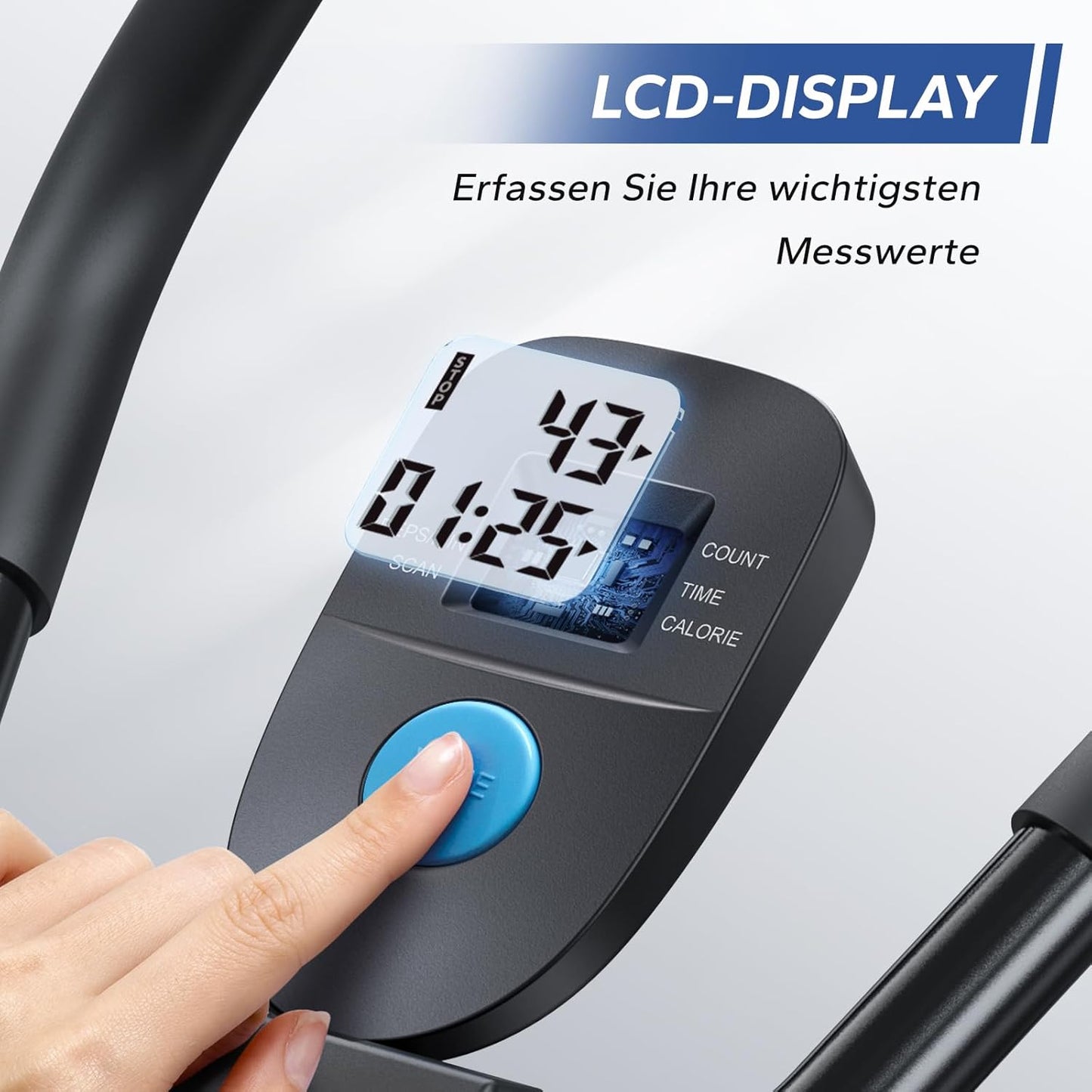 Bauchmuskeltrainer mit LCD-Monitor für Zuhause, Schwarz