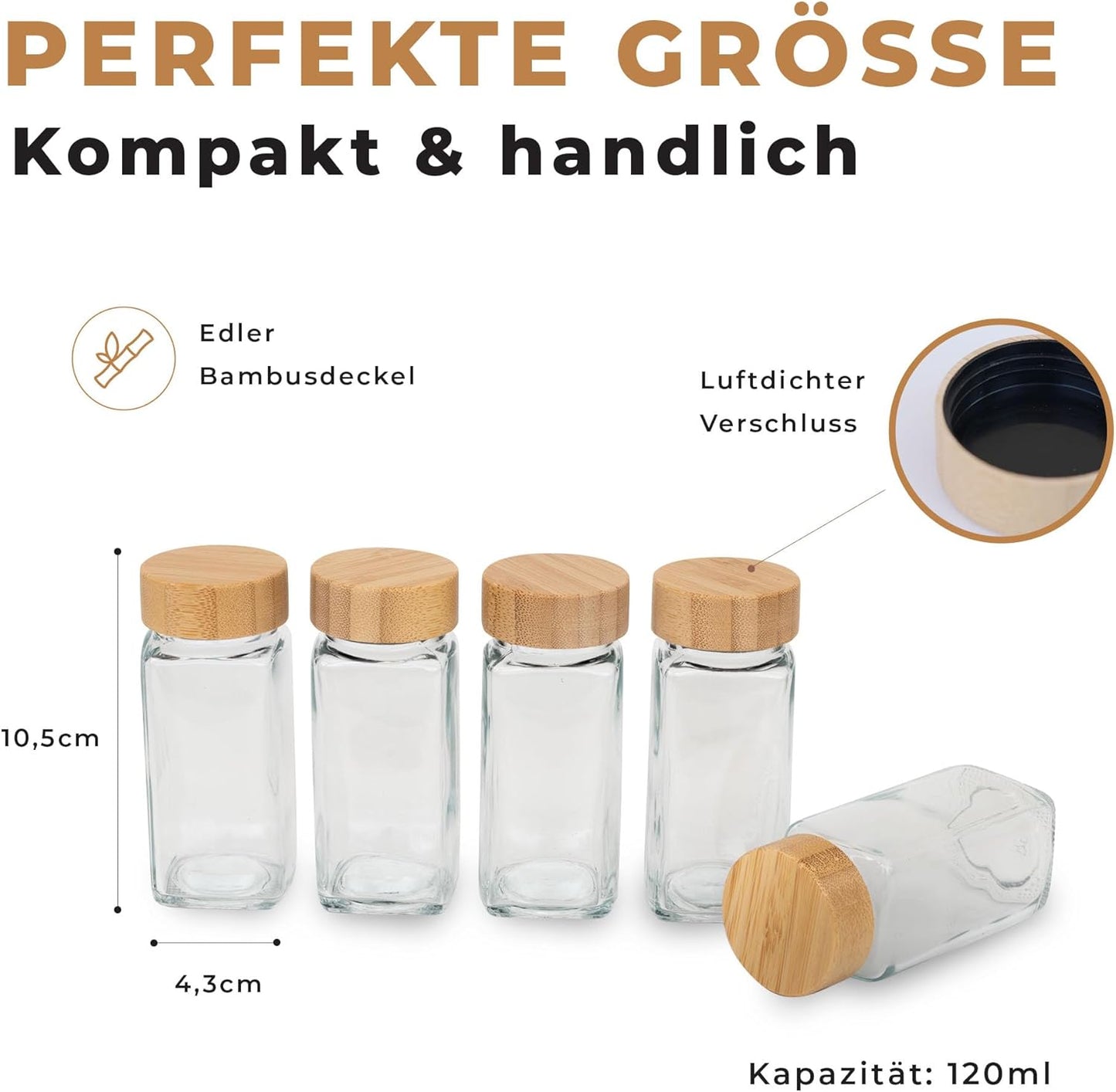 Gewürzgläser-Set, Bambus