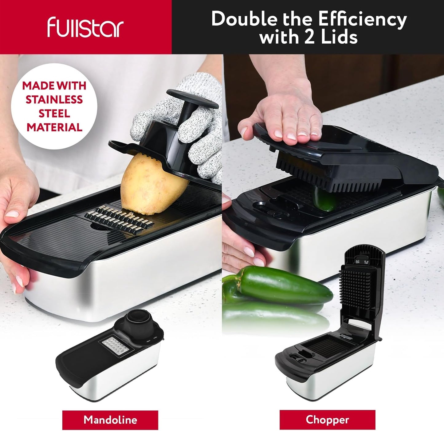 Gemüseschneider & Mandoline, Edelstahl 14-in-1 PRO
