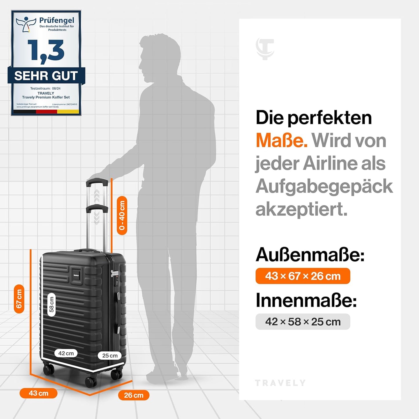 Grosser Hartschalenkoffer mit Rollen & TSA-Schloss 67cm