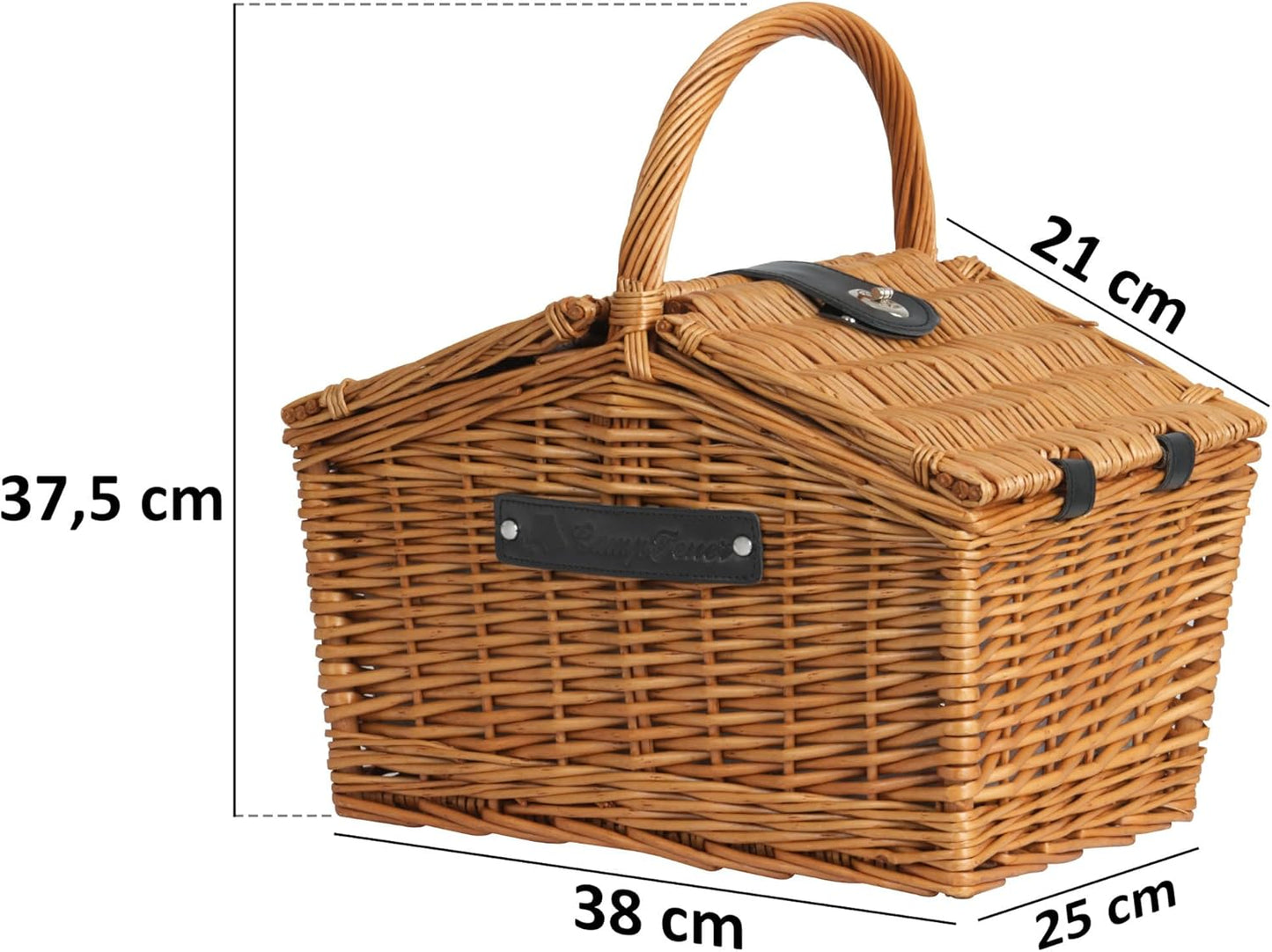 Picknickkorb mit Geschirr-Set und Kühlfach, Braun