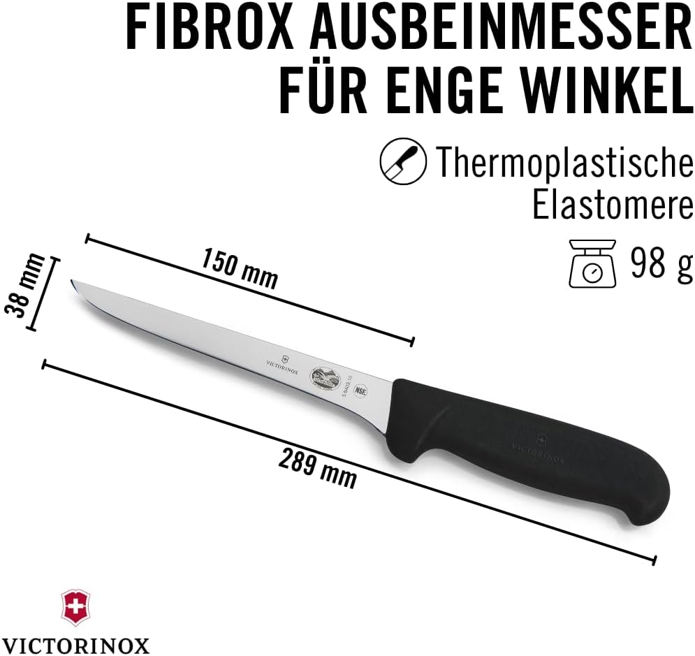 Fibrox Ausbeinmesser, Schwarz Steife Klinge
