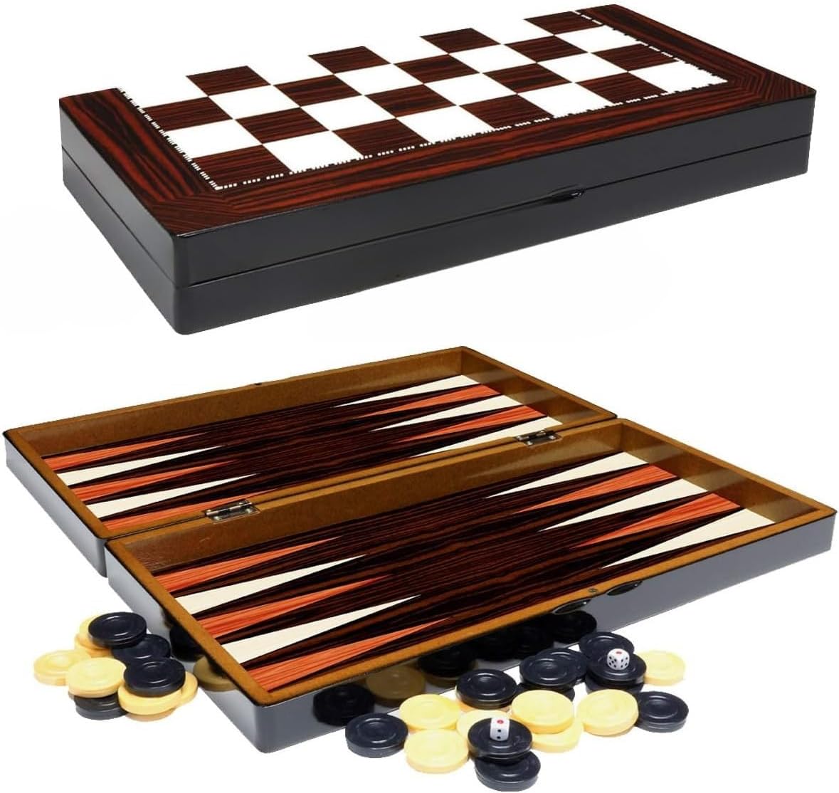 Deluxe Backgammon-Set Porto mit Schachbrett, S Porto